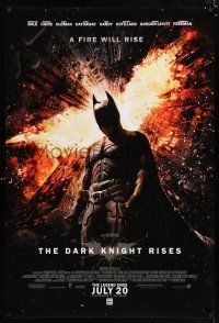 3b192 DARK KNIGHT RISES advance DS 1sh '12 Christian Bale as Batman, a fire will rise!