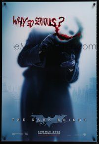 3b190 DARK KNIGHT teaser DS 1sh '08 Heath Ledger as the Joker, why so serious?