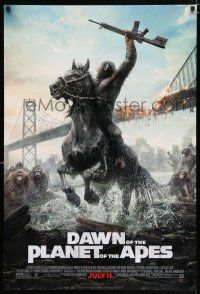 3b199 DAWN OF THE PLANET OF THE APES style C advance DS 1sh '14 great image of ape on horseback!