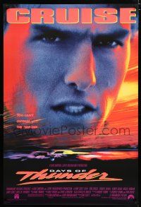 3b200 DAYS OF THUNDER 1sh '90 super close image of angry NASCAR race car driver Tom Cruise!