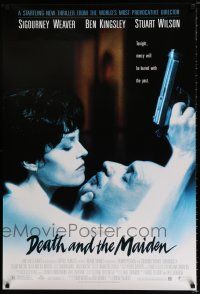 3b203 DEATH & THE MAIDEN 1sh '94 Roman Polanski, Sigourney Weaver with gun, Ben Kingsley!