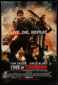 3b228 EDGE OF TOMORROW advance DS 1sh '14 Tom Cruise & Emily Blunt, live, die, repeat!