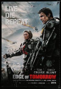 3b227 EDGE OF TOMORROW 2014 style teaser DS 1sh '14 Tom Cruise & Emily Blunt, live, die, repeat!
