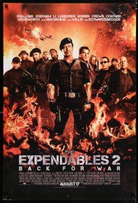 3b256 EXPENDABLES 2 advance DS 1sh '12 Stallone, Arnie, Van Damme, Li, Lundgren & Chuck Norris!