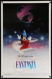3b261 FANTASIA DS 1sh R90 great image of Mickey Mouse, Disney musical cartoon classic!