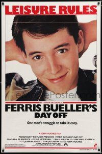 3b267 FERRIS BUELLER'S DAY OFF 1sh '86 c/u of Matthew Broderick in John Hughes teen classic!
