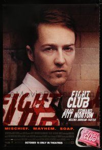 3b271 FIGHT CLUB advance 1sh '99 David Fincher, great close-up portrait of Edward Norton!