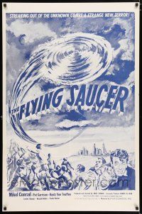 3b275 FLYING SAUCER 1sh R53 cool sci-fi artwork of UFOs from space & terrified people!