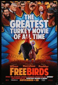 3b283 FREE BIRDS teaser DS 1sh '13 the greatest turkey movie of all time, wacky image!