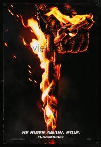 3b294 GHOST RIDER: SPIRIT OF VENGEANCE teaser DS 1sh '12 Nicolas Cage, burning chain!