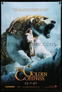 3b308 GOLDEN COMPASS teaser DS 1sh '07 Nicole Kidman, Dakota Blue Richards w/huge bear!