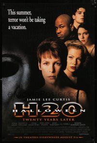 3b328 HALLOWEEN H20 advance 1sh '98 Jamie Lee Curtis sequel, terror won't be taking a vacation!