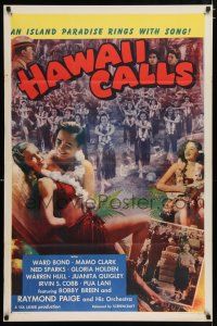 3b339 HAWAII CALLS 1sh R46 art of Mamo Clark and sexy Hawaiian hula dancers!