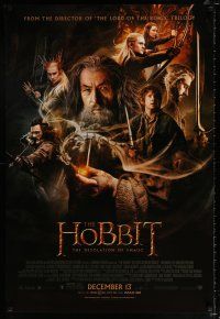 3b357 HOBBIT: THE DESOLATION OF SMAUG advance DS 1sh '13 Peter Jackson directed, cool cast montage!