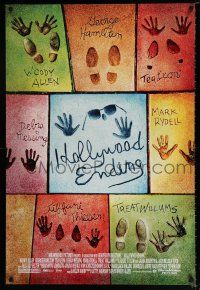 3b359 HOLLYWOOD ENDING DS 1sh '02 Woody Allen, concrete shoe & hand imprints of main cast!