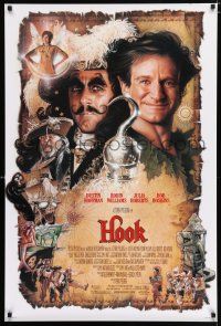 3b361 HOOK DS 1sh '91 art of pirate Dustin Hoffman & Robin Williams by Drew Struzan!