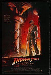 3b391 INDIANA JONES & THE TEMPLE OF DOOM 1sh '84 adventure is Ford's name, Bruce Wolfe art!