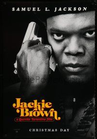 3b407 JACKIE BROWN teaser 1sh '97 Quentin Tarantino, cool image of Samuel L. Jackson!