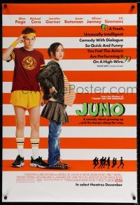 3b414 JUNO style A advance DS 1sh '07 Ellen Page, Michael Cera, Diablo Cody, Jason Reitman directed