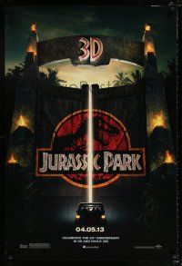 3b417 JURASSIC PARK teaser DS 1sh R13 Steven Spielberg, Richard Attenborough re-creates dinosaurs!
