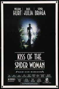 3b425 KISS OF THE SPIDER WOMAN 1sh '85 cool artwork of sexy Sonia Braga in spider web dress!