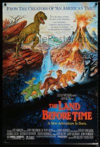 3b432 LAND BEFORE TIME 1sh '88 Steven Spielberg, George Lucas, Don Bluth, dinosaur cartoon!