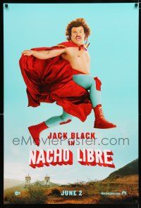 3b523 NACHO LIBRE side teaser DS 1sh '06 wacky image of Mexican luchador wrestler Jack Black!