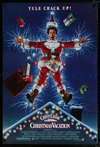 3b527 NATIONAL LAMPOON'S CHRISTMAS VACATION DS 1sh '89 Consani art of Chevy Chase, yule crack up!