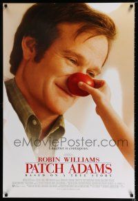 3b552 PATCH ADAMS int'l DS 1sh '98 doctor Robin Williams, Monica Potter, laughter is contagious!