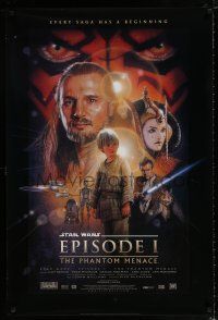 3b564 PHANTOM MENACE style B 1sh '99 George Lucas, Star Wars Episode I, art by Drew Struzan!