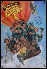 3b577 POLICE ACADEMY 4 1sh '91 Leslie Nielsen, Steve Guttenberg, wacky Drew Struzan art!