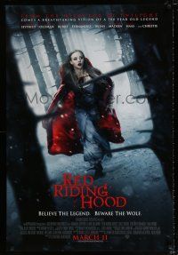 3b611 RED RIDING HOOD advance DS 1sh '11 Amanda Seyfried, believe the legend, beware the wolf!