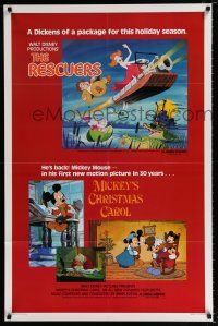 3b616 RESCUERS/MICKEY'S CHRISTMAS CAROL 1sh '83 Disney package for the holiday season!