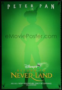 3b623 RETURN TO NEVERLAND int'l teaser DS 1sh '02 cool outline artwork of Peter Pan!