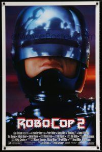 3b633 ROBOCOP 2 1sh '90 super close up of cyborg policeman Peter Weller, sci-fi sequel!