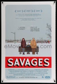 3b649 SAVAGES advance DS 1sh '07 cool artwork of Laura Linney & Philip Seymour Hoffman!