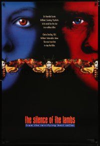 3b679 SILENCE OF THE LAMBS style C teaser 1sh '90 Foster & Hopkins both w/ moths over mouths!