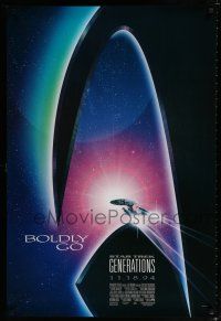 3b707 STAR TREK: GENERATIONS advance 1sh '94 cool sci-fi art of the Enterprise, Boldly Go!