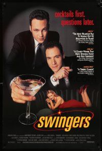 3b728 SWINGERS DS 1sh '96 partying Vince Vaughn with giant martini, directed by Doug Liman!