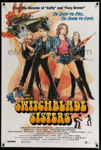 3b729 SWITCHBLADE SISTERS DS 1sh R96 classic wildest girl gang artwork image!
