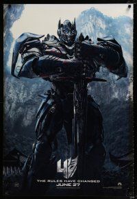 3b767 TRANSFORMERS: AGE OF EXTINCTION teaser DS 1sh '14 cool image of Optimus Prime!