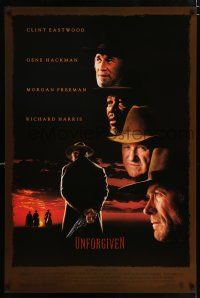3b789 UNFORGIVEN DS 1sh '92 Clint Eastwood, Gene Hackman, Morgan Freeman, Richard Harris!