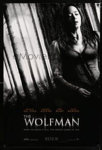 3b831 WOLFMAN teaser DS 1sh '10 werewolf horror, pretty Emily Blunt on the run!