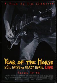 3b846 YEAR OF THE HORSE 1sh '97 Neil Young close-up cranking it up, Jim Jarmusch, rock & roll!