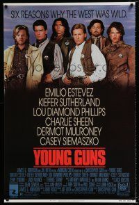 3b847 YOUNG GUNS 1sh '88 Emilio Estevez, Charlie Sheen, Kiefer Sutherland, Lou Diamond Phillips!