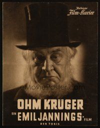 3c884 UNCLE KRUGER German program '41 Hans Steinhoff's Ohm Kruger, Emil Jannings, Nazi propaganda!