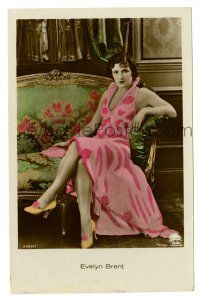 3c050 EVELYN BRENT German 4x6 postcard '20s the pretty star sitting on a really cool couch!