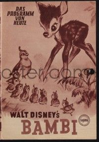 3c116 BAMBI Austrian program '50 Walt Disney cartoon deer classic, great different images!
