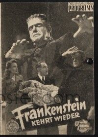 3c180 GHOST OF FRANKENSTEIN Austrian program '50 Lon Chaney Jr, great different monster images!