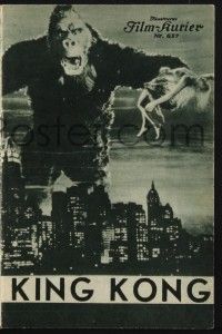 3c210 KING KONG Austrian program '33 classic image of ape holding Fay Wray over New York Skyline!